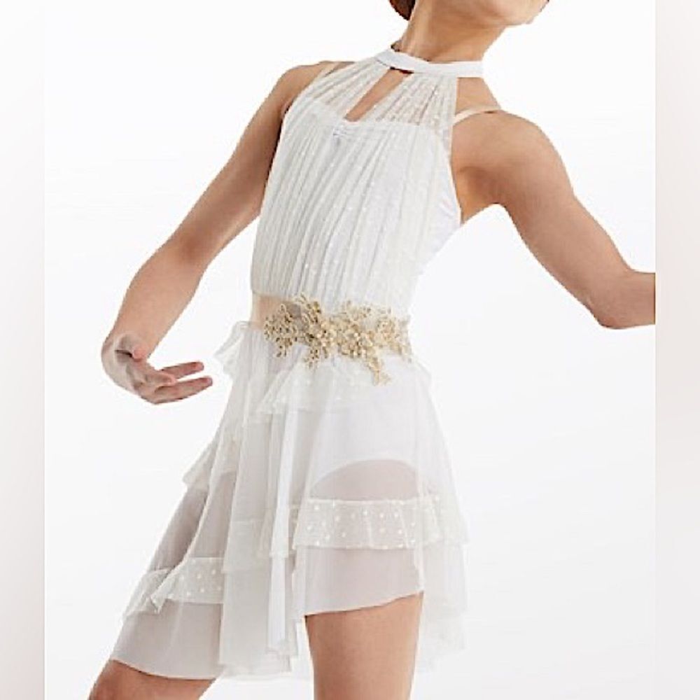 Weissman solo Dance Costume white ruffle dress Candle In The Wind 11576 MC child